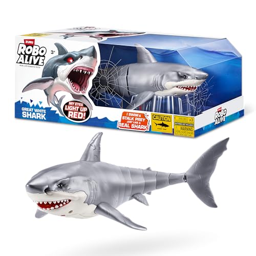 ROBO ALIVE Great White Shark Serie 1 von ZURU, batteriebetriebenes Roboter-Haispielzeug mit...