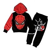 ALANTOP Jungen Casual Trainingsanzug Hoodies Kinder 2-teiliges Outfit Cosplay Superheld Spinne Kostüm Set Langarm Sport Anzug Sweatshirt