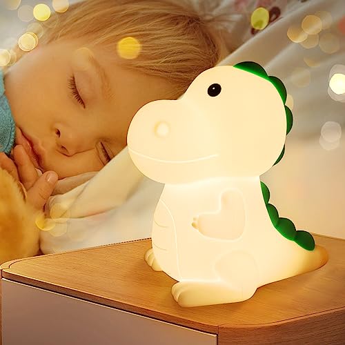 Glovios LED Nachtlicht Baby,Dinosaurier Silikon Nachtlicht Kinder USB-Aufladung, Nachttischlampe...