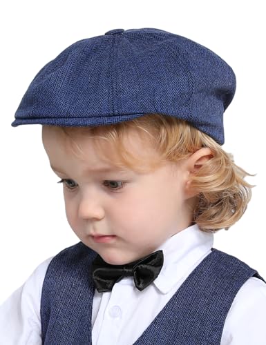 mintgreen Schiebermütze Kinder, Baby Jungen Fischgrät Tweed Schirmmütze Barett Newsboy Cap, Blau,...