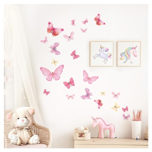 DEKO KINDERZIMMER Wandsticker rosa Schmetterlinge Set Wandtattoo Babyzimmer Wandaufkleber...