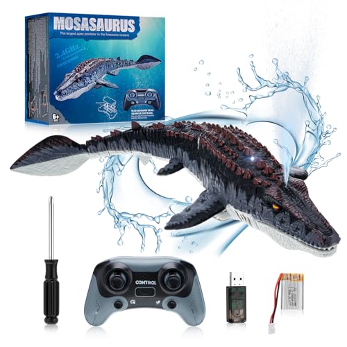 RC Boot Ferngesteuertes Dinosaurierboot Wasserdicht Ferngesteuerte Boote mit mit LED-Licht &...