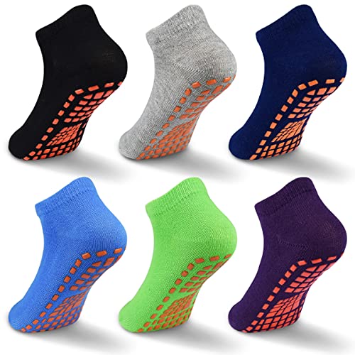 GRPSKCOS Stoppersocken Kinder Yoga Trampolin Socken Rutschfeste Socken Kinder 6 Paar Innenbereich...