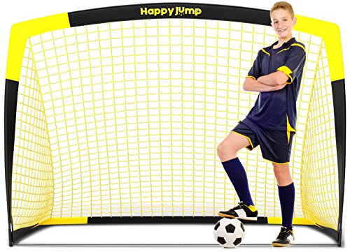 Happy Jump Fußballtor Pop Up Fußballnetz Fußballpfosten für Garten Fußballtrainingx1 (5'x3,6',...