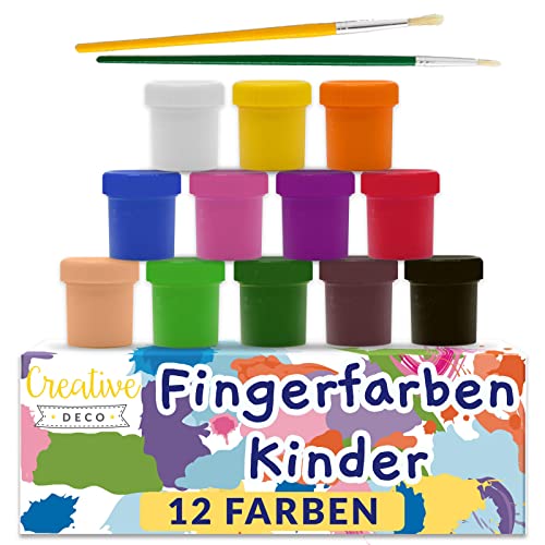 Creative Deco Fingerfarben Kinder Ungiftig Bastel-Farbe Plakat-farbe Set | 20 ml x 12 Mehrfarbige...