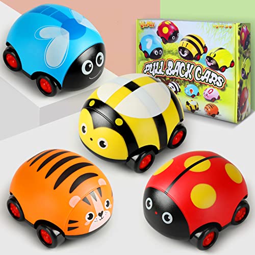 VoMii Spielzeugauto Set [4 Stück] Kinder Spielzeug ab 1 2 3 Jahre, Aufziehauto, Zurückziehen Autos...