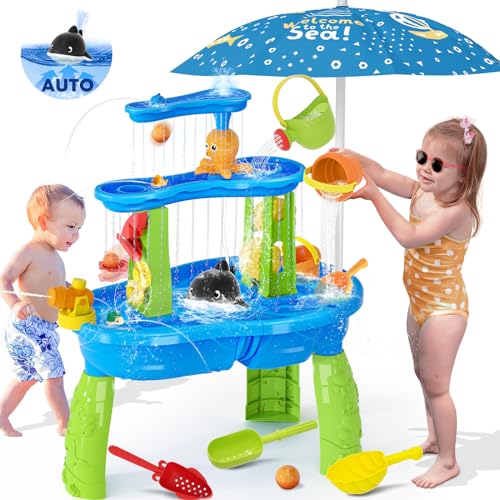 Wasserspieltisch Sandspielzeug Sand-und Matschtisch Spielzeug für Kinder 3+ Jahre, 3-Tier &...