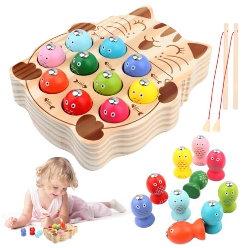 VFANDV Montessori Spielzeug, Spielzeug ab 2 Jahre Kinderspielzeug 2 in 1 Holz Magnetspiel, Agnet...