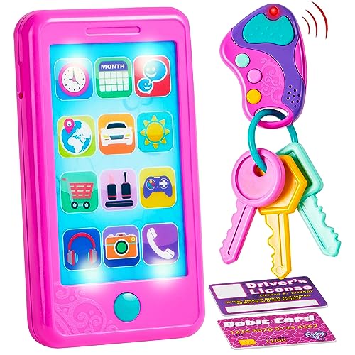 JOYIN Rosa vorgeben Spielen smart Phone keyfob Schlüssel Spielzeug und Kreditkarten Set Kinder...