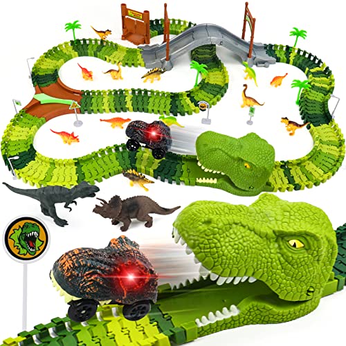 jerryvon Dinosaurier Spielzeug Autorennbahn Dino Cars Spielzeug 3 4 5 6 Jahre Mit 14 Dinosaurier...