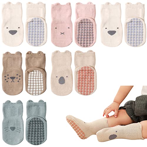 Adorel Baby Stoppersocken Baumwolle Antirutsch Krabbelsocken ABS Socken 6er-Pack Tiere 1-3 Jahre...