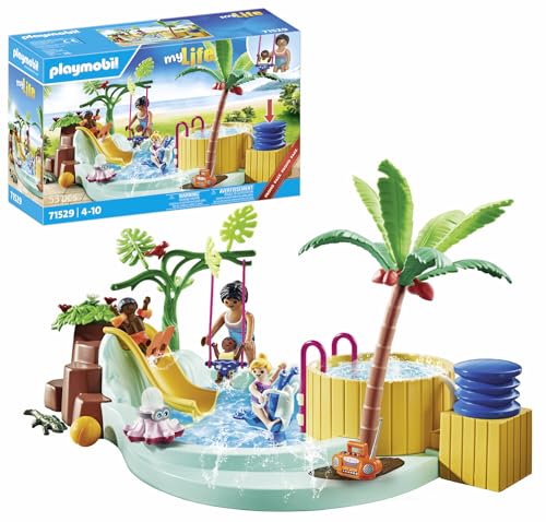 PLAYMOBIL MyLife 71529 Promo Pack Kinderbecken mit Whirlpool, Wasserspaß im Planschbecken,...