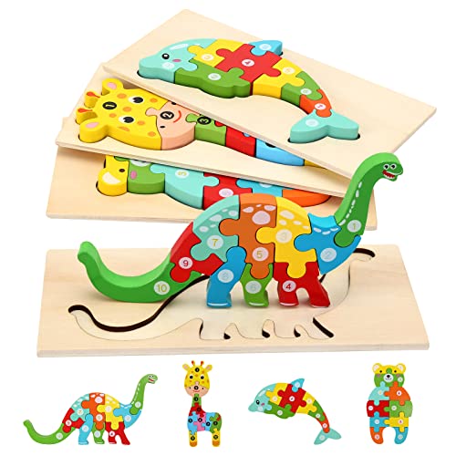 Holzpuzzle für Kleinkinder von 1-3 Jahren, Montessori-Spielzeug für Kinder ab 2 Jahren, lernendes...