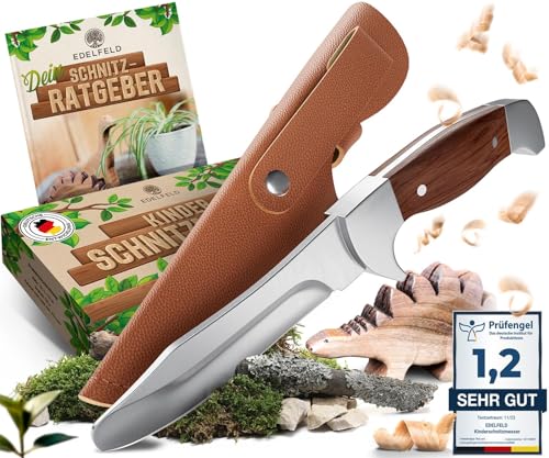 EDELFELD - Schnitzmesser Kinder ab 6 Jahre - Sicheres Taschenmesser Kinder mit Fingerschutz - Kinder...