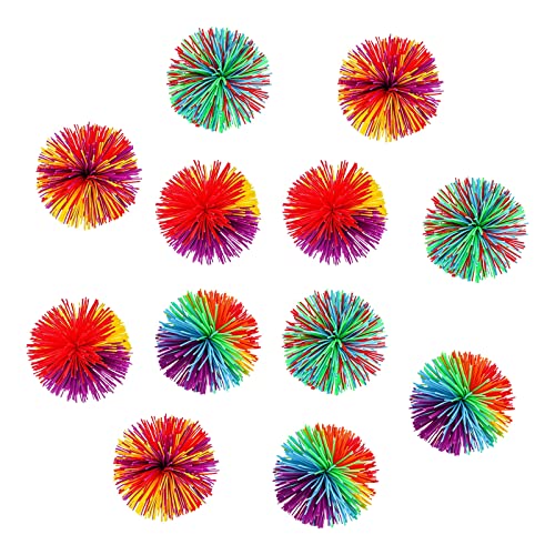 12Stücke Stringy Balls Sensory Fidget Stringy BallsRegenbogen Bunt Pom Ball Zum Stressabbau...