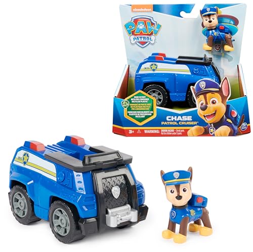 PAW PATROL, Polizei-Fahrzeug mit Chase-Figur (Sustainable Basic Vehicle/Basis Fahrzeug), Spielzeug...