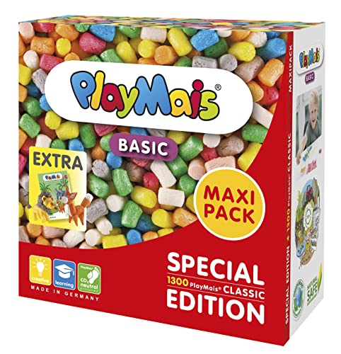 PlayMais MAXI PACK BASIC für Kinder ab 3 Jahren | Motorik-Spielzeug mit 1.300 PlayMais & Bastelbuch...