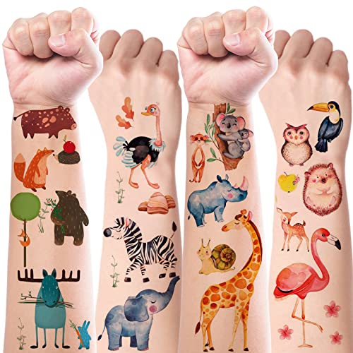 20 Blätter Tiere Kinder Temporäre Tattoos zum Aufkleben mit Hautfreundliche,Kindertattoos für...