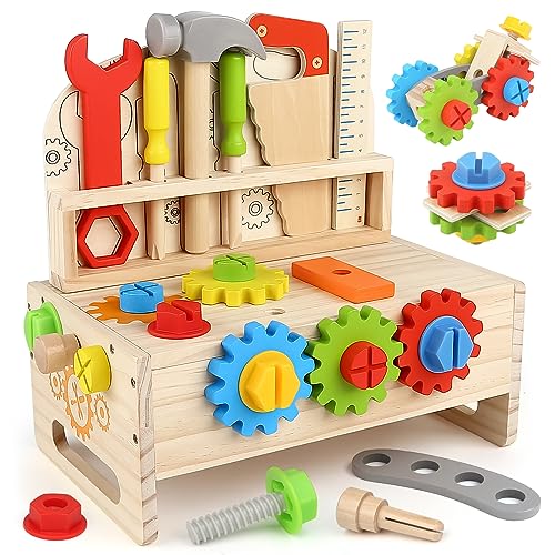 Vanplay Holzspielzeug Werkbank Kinder Werkzeugkoffer Kinder Lernspiele Spielzeug ab 3 4 5 Jahre...