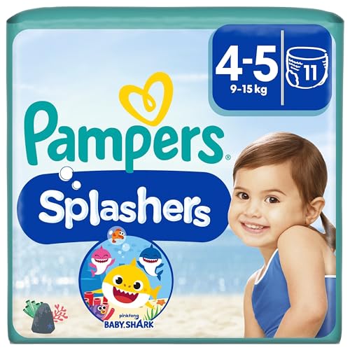 Pampers Windeln Größe 4-5, Splashers Baby Shark Limited Edition, 11 Stück, Einweg-Schwimmwindeln,...