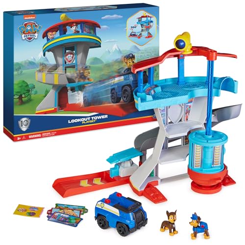 PAW Patrol, Lookout Tower, Hauptquartier Spielset mit 1 Chase Basis Fahrzeug, 2 Chase Figuren und...