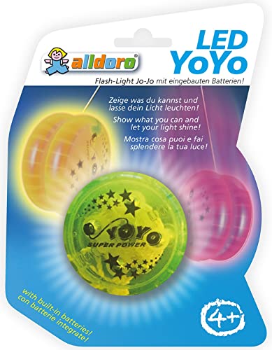 alldoro 60342 - LED YoYo Ø 6 cm, leuchtendes Anfänger Jojo aus Kunststoff, Einsteiger Yo Yo mit...