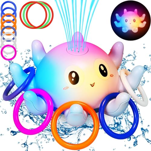 Jiosdo Badewannenspielzeug, Oktopus Spray Wasserspielzeug Baby Badespielzeug mit Licht,...