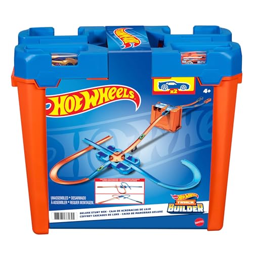 Hot Wheels Bahn Track Builder, Autorennbahn Bauset für Hot Wheels Autos, inkl. 2 Spielzeugautos,...