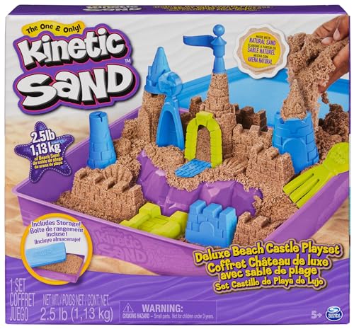 Kinetic Sand Deluxe Strandspaß Spielset - mit 1,1 kg Sand und vielfältigen Förmchen und Zubehör...
