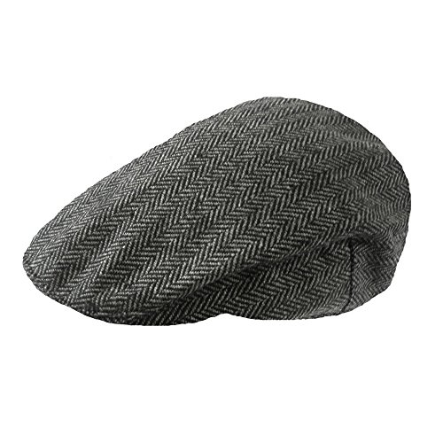 TOSKATOK® Jungen Mädchen Kinder Tweed Flat Cap Schirmmütze-Grey-Herr