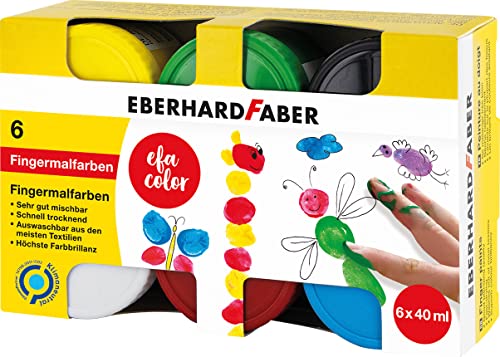 Eberhard Faber 578606 - Fingerfarben EFA Color, 6 Farben mit je 40 ml, Fingerfarben Kinder ungiftig