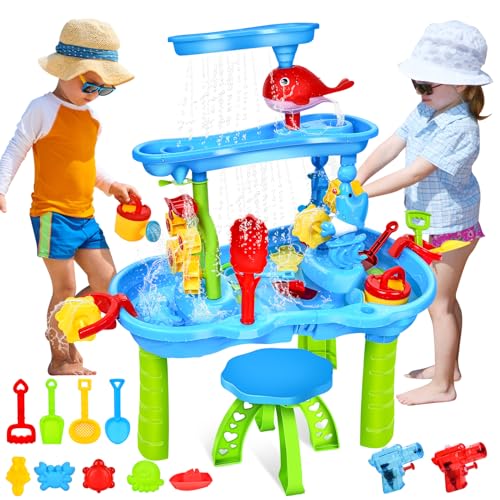 JONRRYIN Sand Wassertisch für Kleinkinder, 3-Tier Kinder Sand Wassertisch Spielzeug,...