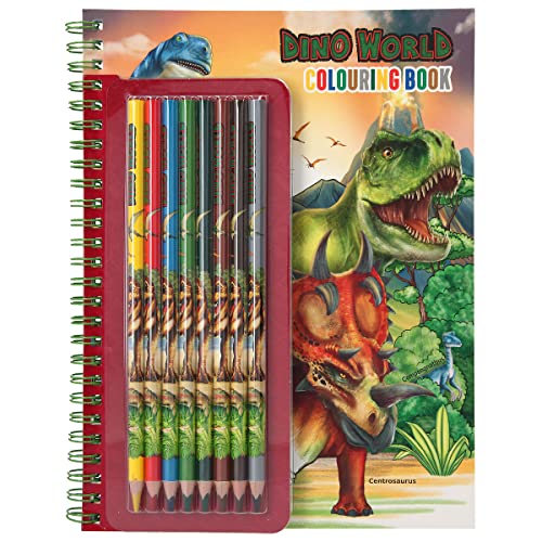 Depesche 11385 Dino World - Malbuch inklusive kleinem Stifte-Set aus 8 Buntstiften, einem...