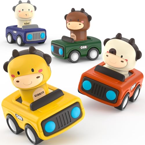 MOONTOY Auto Spielzeug ab 1 Jahr Jungen und Mädchen,4 Stück Spielzeugauto...