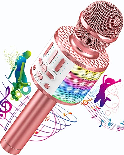 Karaoke Mikrofon, Drahtloses Bluetooth Mikrofon Kinder mit LED, Tragbares Karaoke Maschine zum...