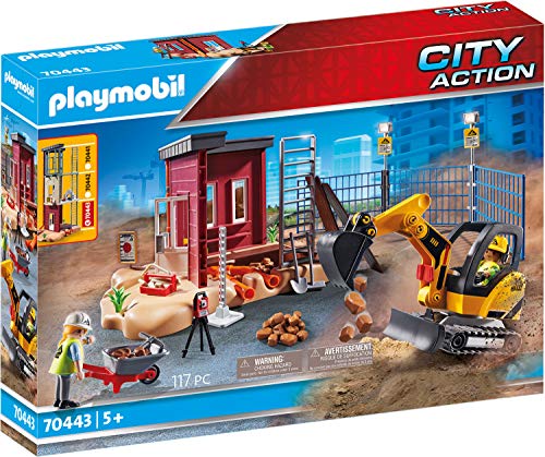 PLAYMOBIL City Action 70443 Construction: Small Excavator with Movable Bucket, with rotating...