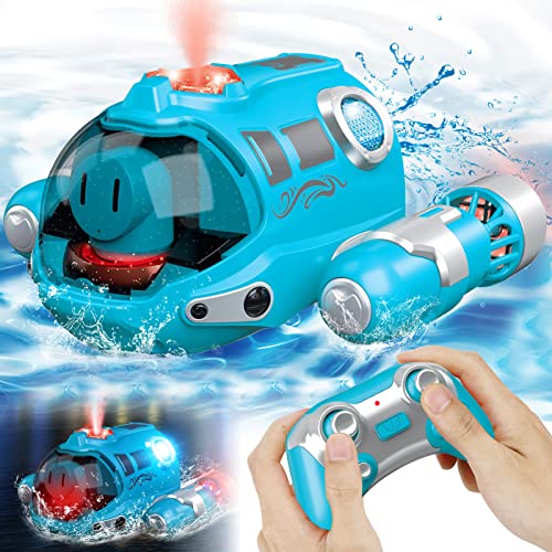 Ferngesteuertes Boot für Kinder RC Boot 2,4 GHz Pool Spielzeug Kinder mit Sprüh-/ Lichtfunktion/...