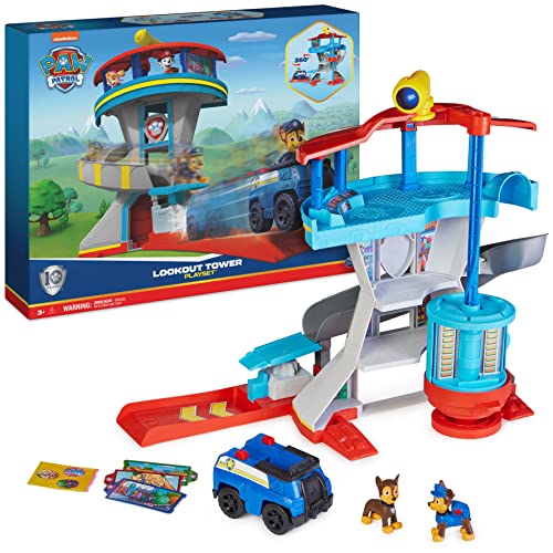 PAW Patrol, Lookout Tower, Hauptquartier Spielset mit 1 Chase Basis Fahrzeug, 2 Chase Figuren und...