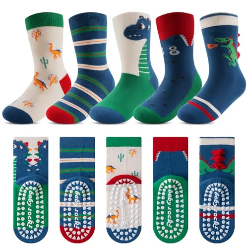 Kyopp 5 Paar Stoppersocken Kinder Baumwolle Socken Jungen Mädchen ABS Anti Rutsch Socken Tiermotive...