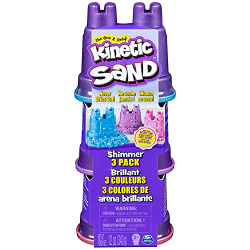Kinetic Sand Schimmer Sand 3er Pack 340 g - 3 Farben Glitzersand aus Schweden in Burgenförmchen...