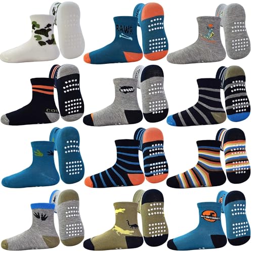 GRPSKCOS Antirutschsocken Kinder Stoppersocken Kinder 12 Paar Rutschfeste Socken Kinder ABS Socken...