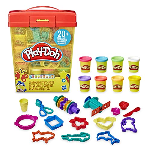 Play-Doh Großes Knetset mit Aufbewahrungsbox für Kinder ab 3 Jahren mit 8 Farben und über 20...