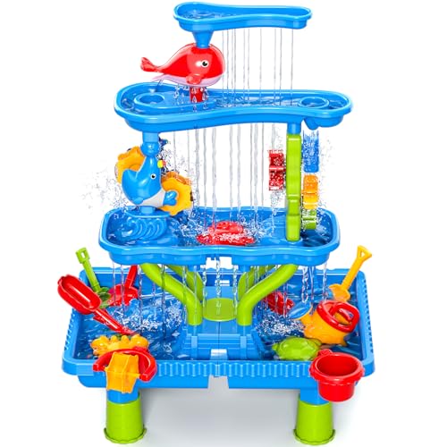 Doloowee Sand- und Wassertisch Spielzeug für Kinder, Wasserspieltisch Outdoor Strandspielzeug,...