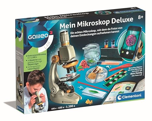 Galileo Lab Mein Mikroskop Deluxe - Experimentierkasten mit echtem Mikroskop & Smartphone-Halter,...