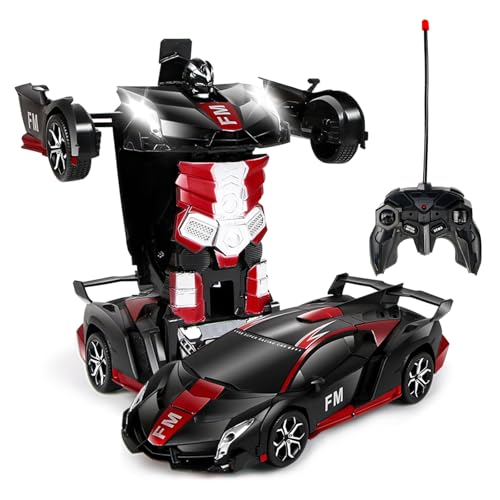 Transformator Ferngesteuertes Auto Spielzeug für Kinder 3-12, 2 -in-1 Transform Roboter...