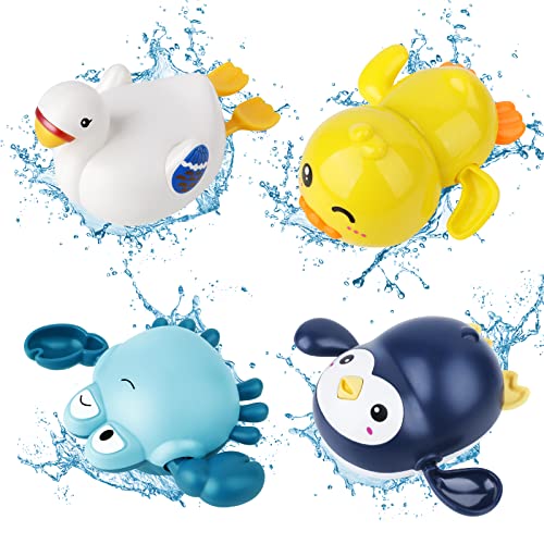 twoonto Baby Badespielzeug, Aufzieh-Badespielzeug 4 Stück für Kinder, Badewannen-Spielzeug,...