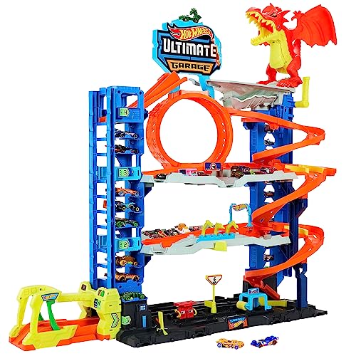 Hot Wheels Let's Race Netflix - Ultimative Garage - Mehrere Ebenen Parkgarage, 3ft hoch, mit 2...