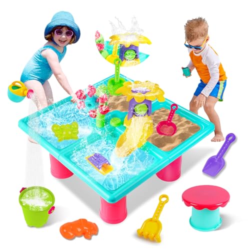 VATOS Sand Wasserspieltisch fur Kleinkinder 3-5, 4 IN 1 Wassertisch Strandtisch für Kinder, 25pcs...