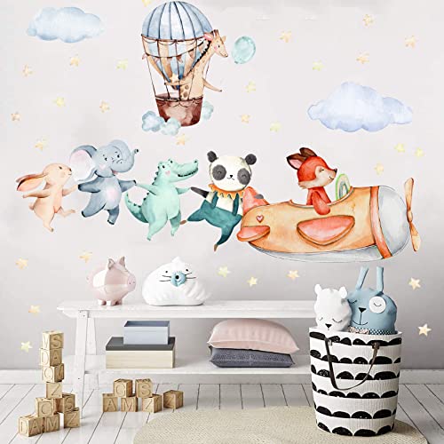 TOARTI Flugzeug Tier Wandtattoo,Lichtfarbe Babyzimmer Wandsticker,Wandaufkleber Kinderzimmer...