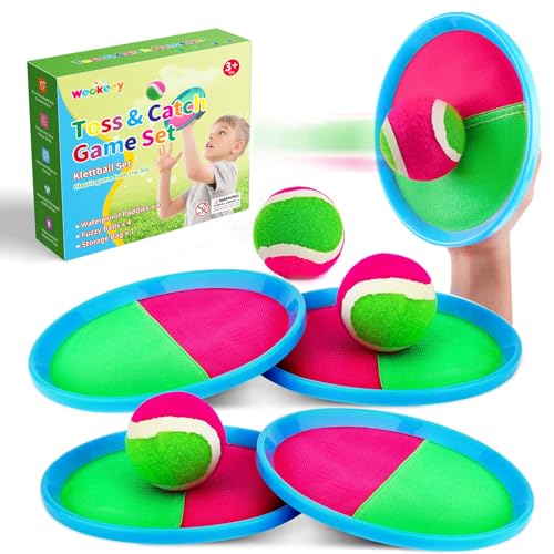 Weokeey Klettballspiel für Kinder Klettball Strandspielzeug Wasserdicht Klettspiel Wurf Spiel...